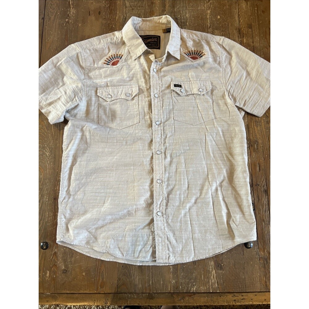 Howler Bros Crosscut Deluxe Short Sleeve Shirt Rising Suns Chardonnay Slub Men S